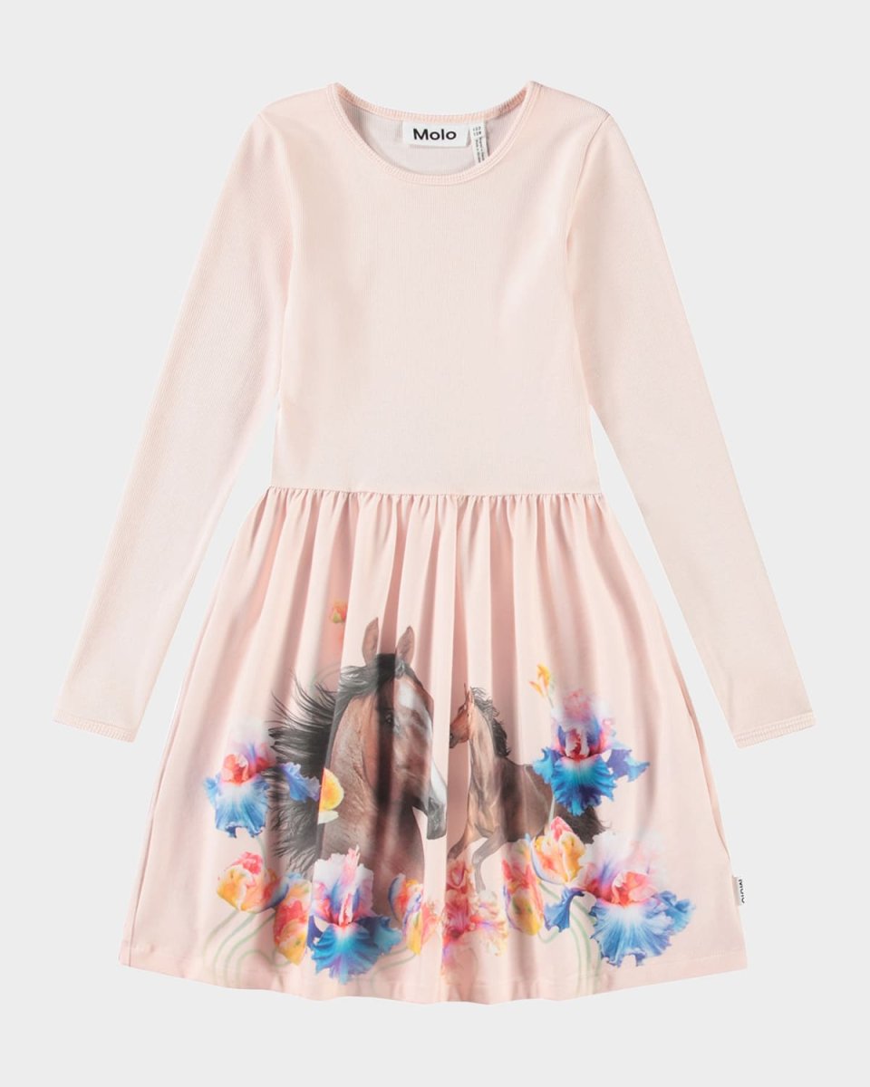 Girl's Credence Long-Sleeve Printed Dress, Size 3T-6